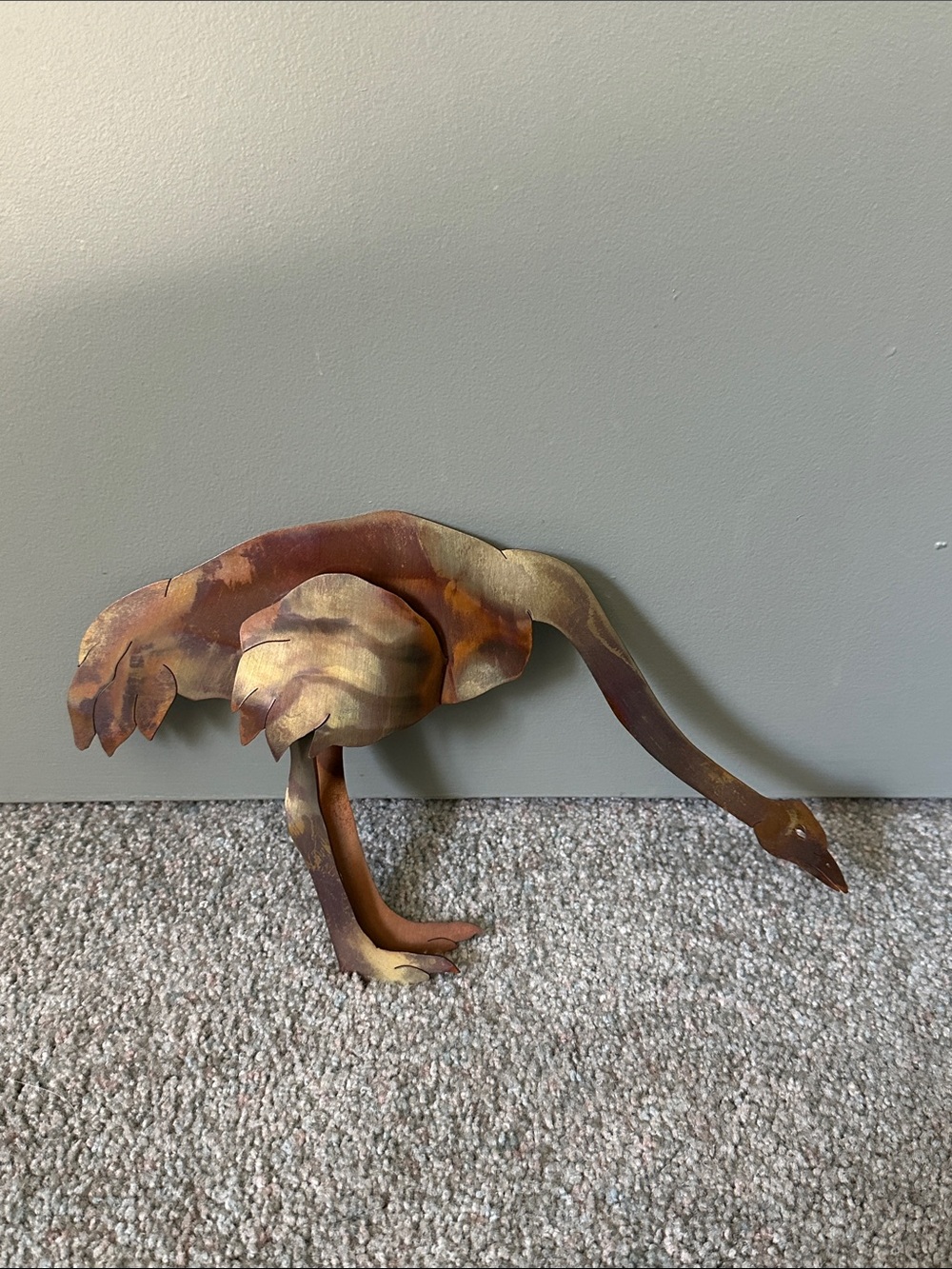 handcrafted copper-toned metal ostrich